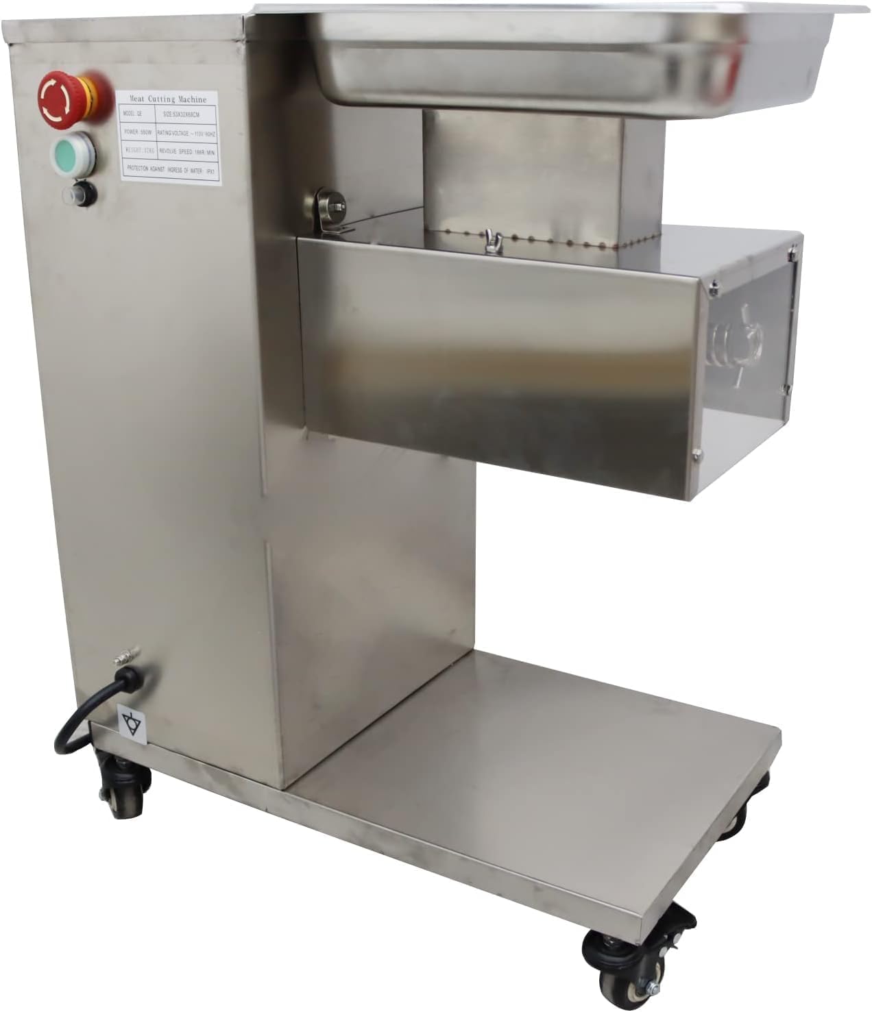 INTSUPERMAI Just Body Commercial Meat Cutting Machine Meat Slicer QE Type Meat Cutter Slicer Grinder Electric Steak Pork Meat Cutter Slicer 110V 550W 500Kg/Hour Without Blade