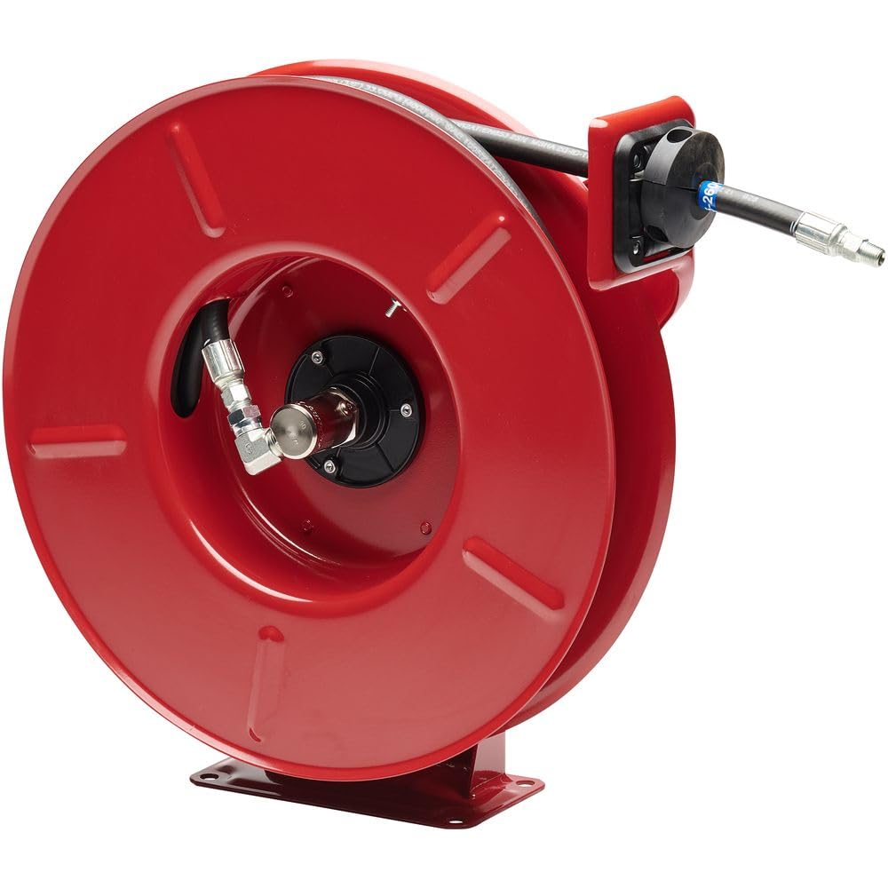 Reelcraft PW7650 OHP Pressure Wash Spring Retractable Hose Reel, 3/8" x 50', 4800 Psi, Red