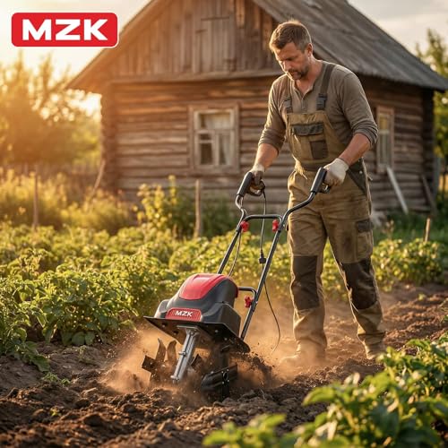 Image of MZK 12-Inch 10.5A Electric Tiller Cultivator,Garden Rototiller 8-Inch Depth