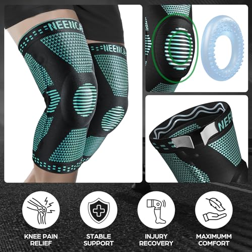 Image of NEENCA Polyester Blend Professional Knee Brace,Compression Knee Sleeve With Patella Gel Pad & Side Stabilizers,Knee Support Bandage For Pain Relief,Medical Knee Pad For Running,Workout