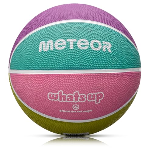meteor Whats UP Kinder Basketball Größe #1#3#4#5#6#7 ideal auf die Jugend Kinderhände von 4-8 Jährigen abgestimmt idealer Basketball für Ausbildung weicher Mini Basketball