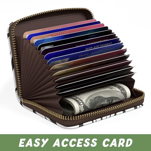 Image of Aiawoxc Credit Card Holder, Small RFID Wallet Slim Leather Card Organizer Case with Zipper and Keychain, Stylish Zebra Print