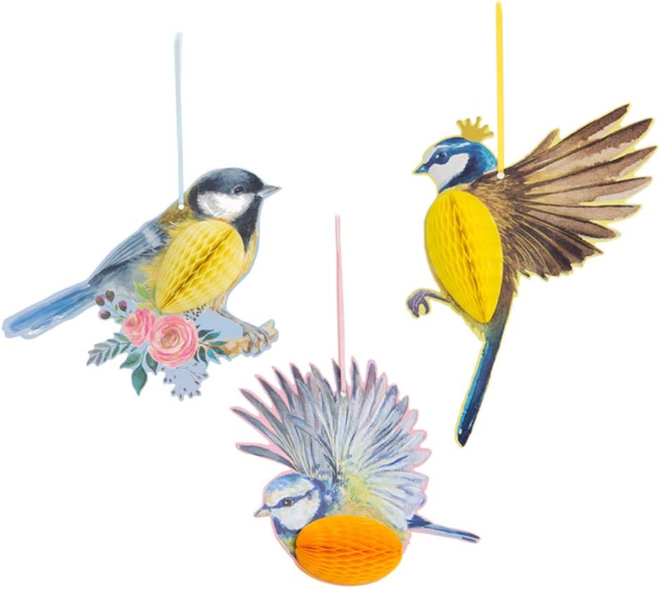 Honeycomb Ball Bird Design 3Pcs Tissue Ball Nursery Kids Room Wedding Decor Novelty Paper Bird Honeycomb