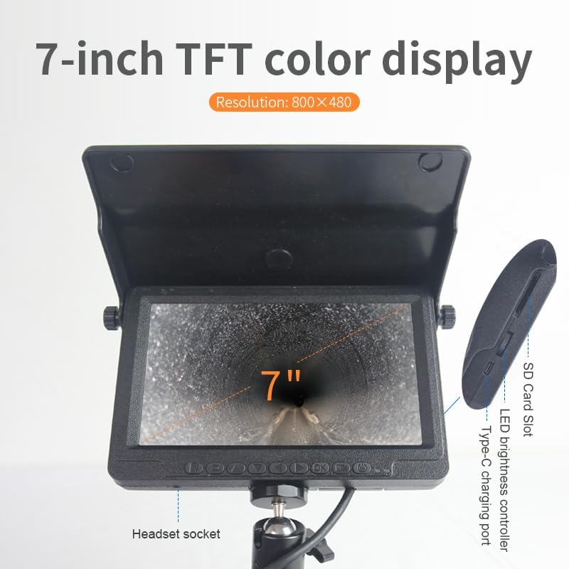 7-inch TFT color display with SD card slot and Type-C charging port labeled