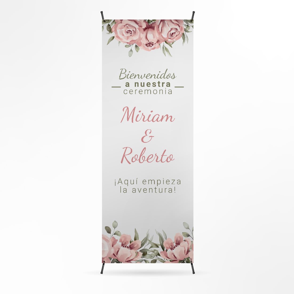 Photocall Boda - Cartel Personalizado Xbanner 70x180cm para Fiesta con Nombres y Fecha - Decoracion Boda - 6 Modelos (Modelo 5)