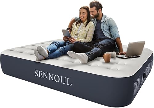 SENNOUL Colchón de aire Queen con bomba incorporada - Cama inflable mejorada, autoinflable rápido de 2 minutos, 13 pulgadas650 libras máximo,