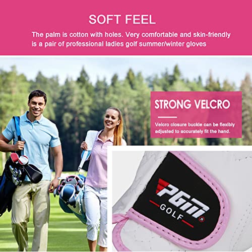 Jmuoyld Pgm Women's Golf Gloves One Pair, Flexlite Golf Glove For Ladies Both Hands (Small, Pink) #TOP5
