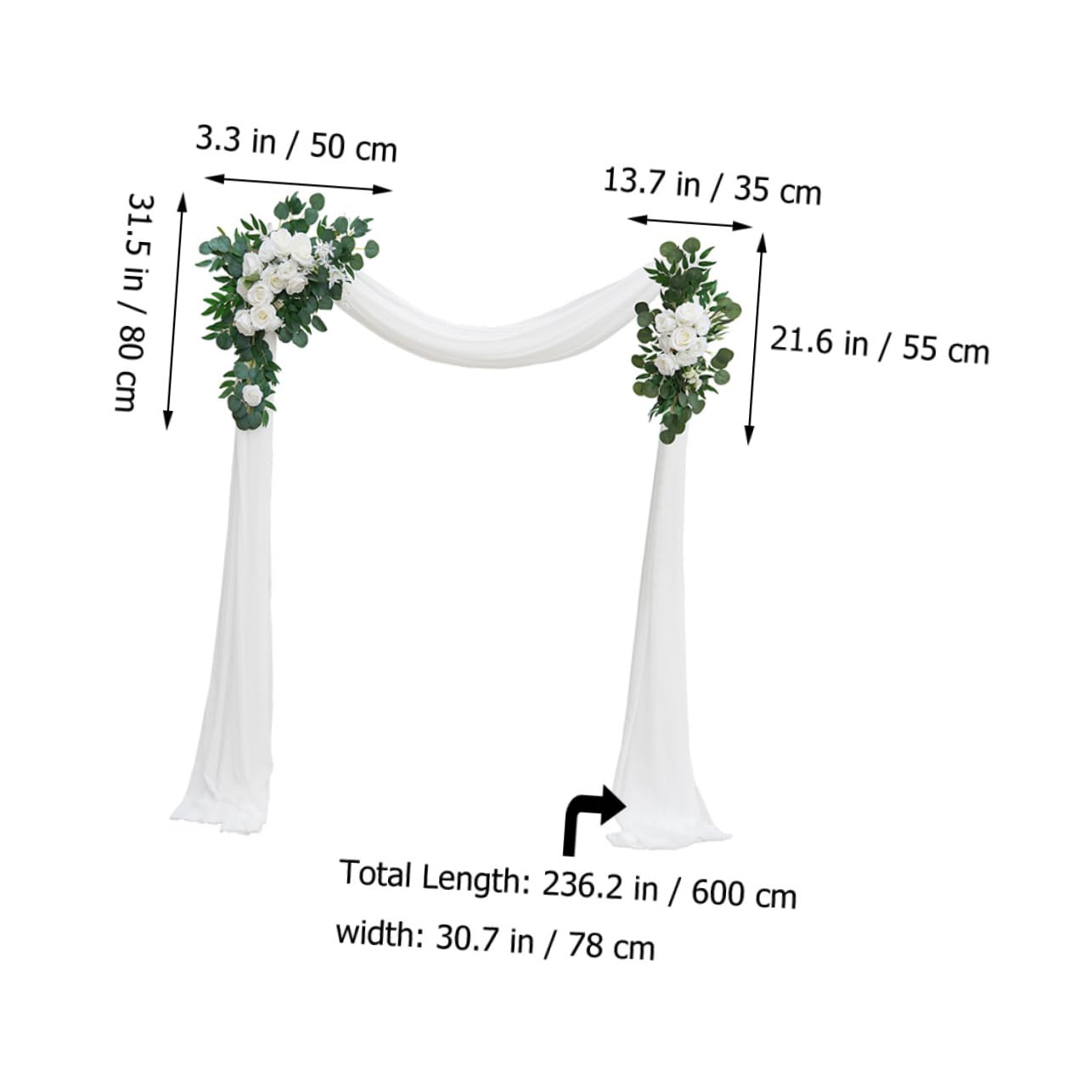 BESTOYARD Elegantes Hochzeitsblumen Satz mit Kunstblumen für Grabgestecke Weißer Blumengirlande und Gauze für Hochzeitsbogen und Zeremonien im Freien