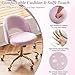 VINGLI Modern Velvet Small Office Chair,Cute Desk Chair With Wheels,Gold Base/Studs,Comfy Armless Swivel Vanity Task Chair For Women/Girl/Kids,Nail Tech Chair For Office,Small Space,Mauve Light Purple