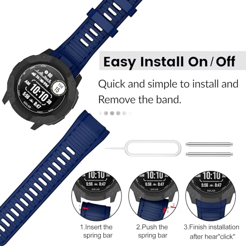 MYSNBKN Watch Strap for Garmin Instinct 2X, Solar, Tactical Soft Silicone Replacement Strap with Adapter Tools - Image 2