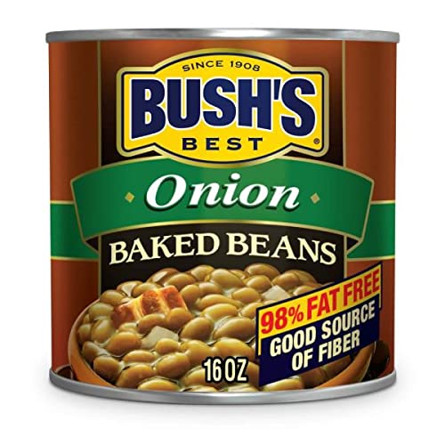 Bush's Best Canned Onion Baked Beans (Pack Of 12), Source Of Plant Based Protein And Fiber, Low Fat, Gluten Free, 16 Oz #TOP1