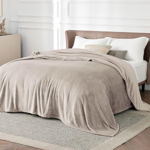 Image of Bedsure GentleSoft Fleece King Size Blankets for Bed Oxford Tan - Soft Lightweight Plush Cozy Fuzzy Luxury Microfiber, 108x90 inches