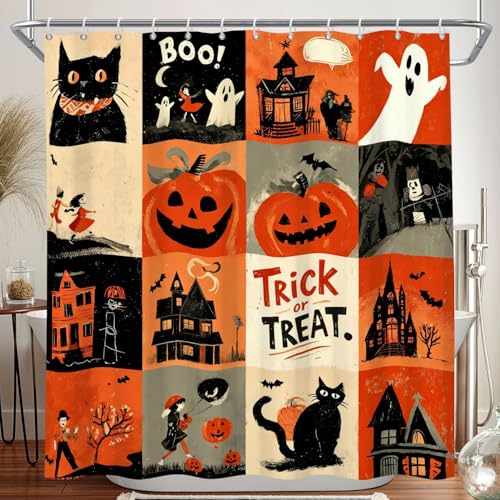 Rideau de douche Halloween Leowefowa 72''x72'' imperméable