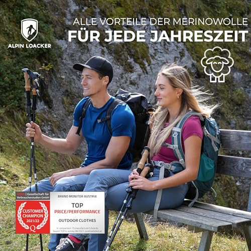 ALPIN LOACKER Merino Shirt Herren Kurzarm I Antischweißshirt I Merinowolle Tshirt I Thermooberteil atmungsaktiv, Grau L