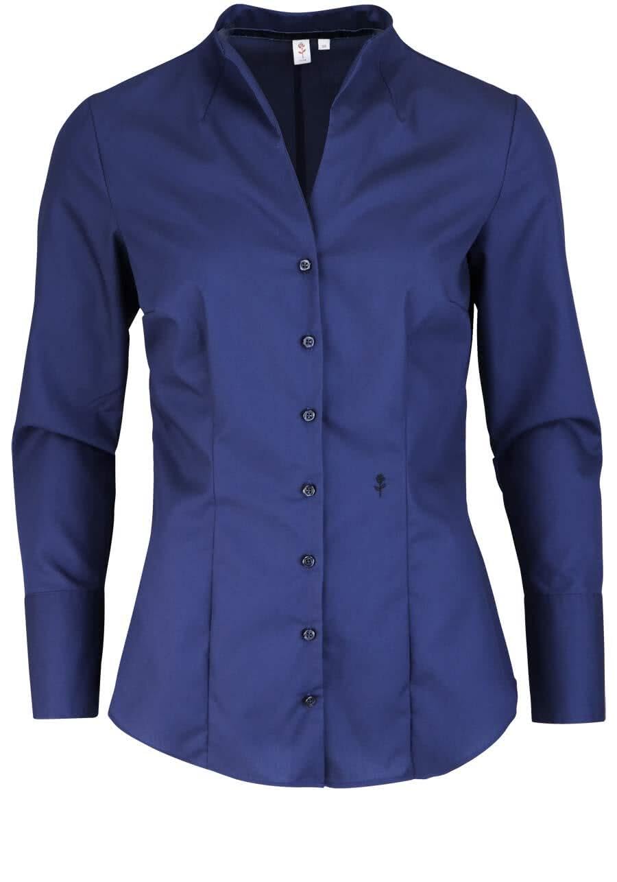 Seidensticker Damska bluzka - bluzka miejska - nie wymaga prasowania - bluzka z kołnierzem kielichowym - krój slim fit - długi rękaw - 100% bawełna, granatowy, 38