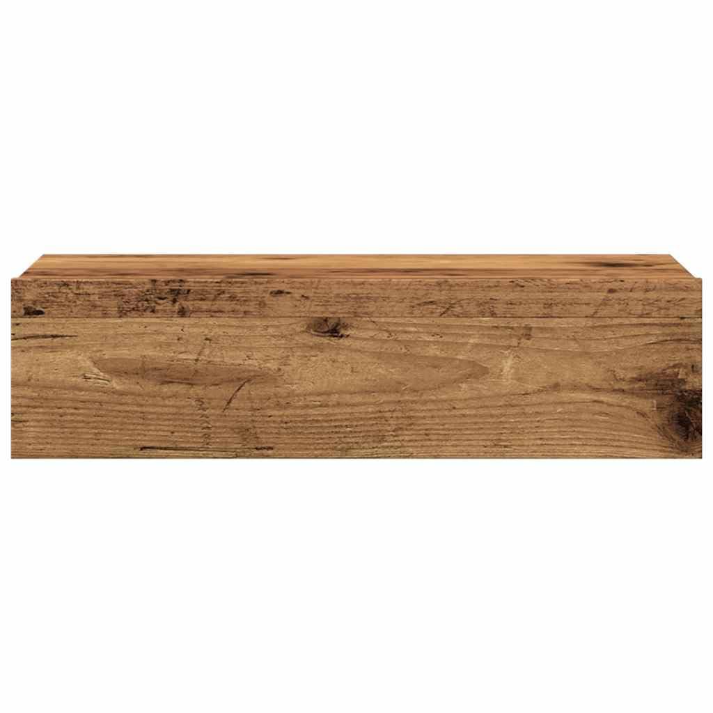 Armario de TV con luces LED, 2 unidades, aspecto de madera envejecida, cómoda de TV, mueble bajo de alta fidelidad, 60 x 35 x 15,5 cm