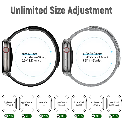 Tra 3 Pack Metal Stainless Steel Bands Compatible With Apple Watch Band 49Mm 45Mm 44Mm 42Mm 41Mm 40Mm 38Mm, Magnetic Mesh Loop Strap Wristband For Iwatch Ultra Series 8/Se/7/6/5/4/3/2/1 Men Women #TOP3