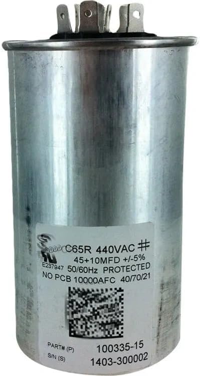 89M83-100335-15 Capacitor 45+10 440V Round, Replacement for Lennox OEM, BLACK