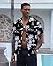 Kyrvtx Hawaiian Shirt for Men Summer Casual Beach Button Down Short Sleeve Printed Tropical Vacation Shirts Black Pineapple L