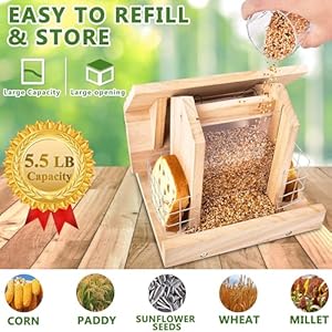 Bird Feeders for Outdoors Hanging - Wooden Bird Feeder Hopper, Cardinal Bird House Feeder, Wooden Large Bird Feeder with Suet Holder for Outside, Wild, Outdoors Hanging Pole Bird Feeders for Outdoors Hanging Wooden Bird Feeder Hopper Cardinal Bird House Feeder Wooden Large Bird Feeder with Suet Holder for Outside Wild Outdoors Hanging Pole