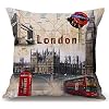 Cuscino Quadrato Decorativo ITFRO – 45,7 X 45,7 Cm – Stile Retrò Con Skyline Di New York – Tessuto In Lino E Cotone - 3