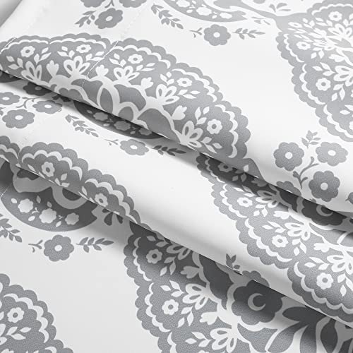 Inselnwald Gray Valance For Kitchen Bathroom, Damask Medallion Pattern Window Treatment Small Curtain Floral Valances For Bedroom Home Decor Rod Pocket 52 X 18 Inch Gray #TOP2