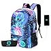 Galaxy Backpack, Anime Luminous Backpack Lightweight Laptop Backpack Fashion School Bags Daypack with USB Charging Port, Pen Case and Lock for Teens Girls Boys