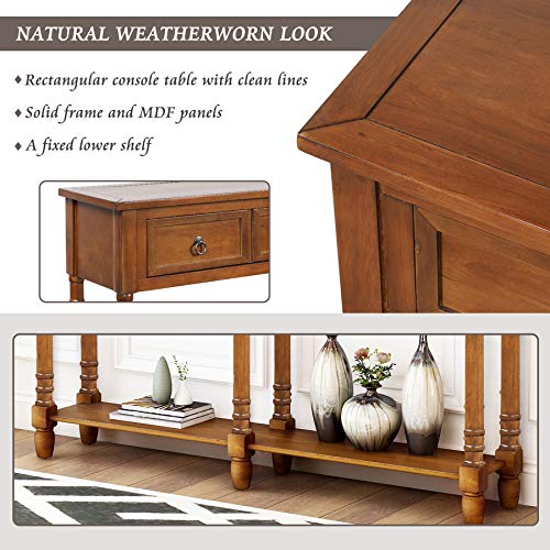 P Purlove Console Table Sofa Table With Storage For Entryway With Drawers And Shelf Rectangular Living Room Table (Distressed Walnut) #TOP4