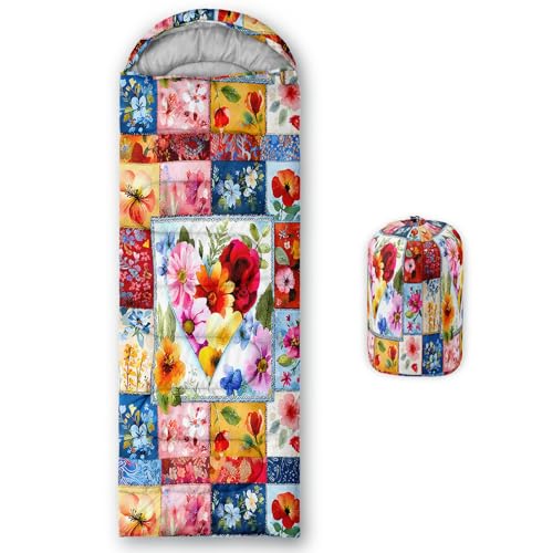 Image of QOOMO Ball Flower Camping Sleeping Bags,3 Season Warm & Cool Weather,Lightweight,Waterproof Sleeping Bags for Adults & Kids,Traveling,and Outdoors,Camping Gear Equipment