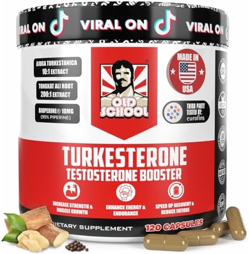 Old School Labs Testosterone Supplement for Men – Turkesterone 15...