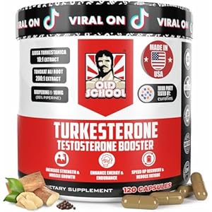 Old School Labs Testosterone Supplement for Men – Turkesterone 1500mg Max Potency + Tongkat Ali & BioPerine® – Muscle Growth, Recovery, Drive & Stamina – 120 Caps, 40 Servings