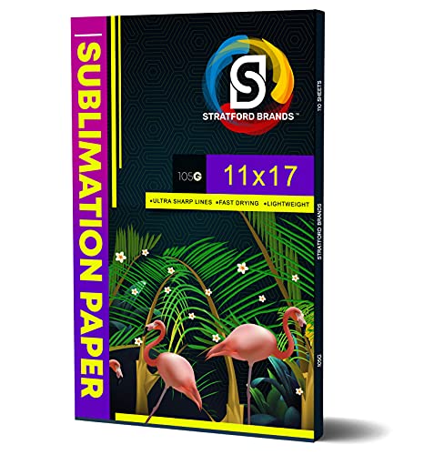 Stratford Brands Sublimation Paper 11x17 inches 110 Premium Sheets, 105GSM DIY Heat Transfer Printing Works with all Sublimation ink Compatible with Epson, Ricoh, Sawgrass Printers