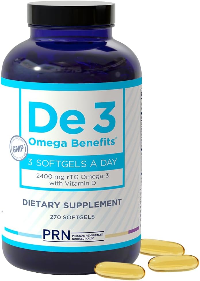 - De3 Occasional Eye Dryness rTG Omega 3 Supplement - 270 Softgels, 90-Day Supply - Fish Oil Omega 3 Supplements for Hydrated Eyes - 1680 mg EPA, 560 mg DHA & Vitamin D3 for Soothing Tears & Eye Health