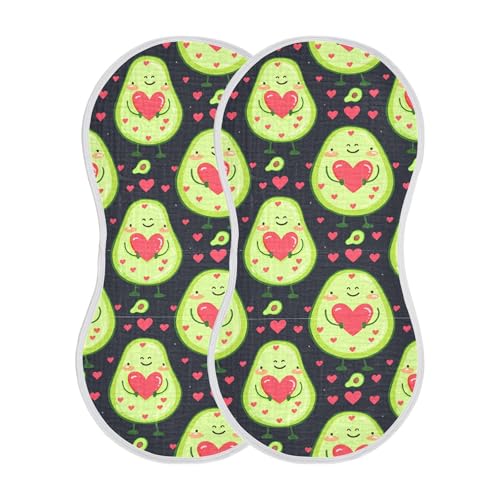 xigua Cartoon Avocados Muslin Baby Burp Cloths Set of 4, Super Soft & Absorbent Burping Rags, Cotton Burp Clothes Shower Gift for Newborn, Baby Girls and Boys2
