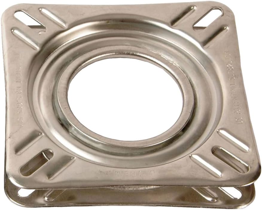 1100009 Non-Locking 360° Seat Swivel - 6.75" Square with 0° Tilt, Stainless Steel