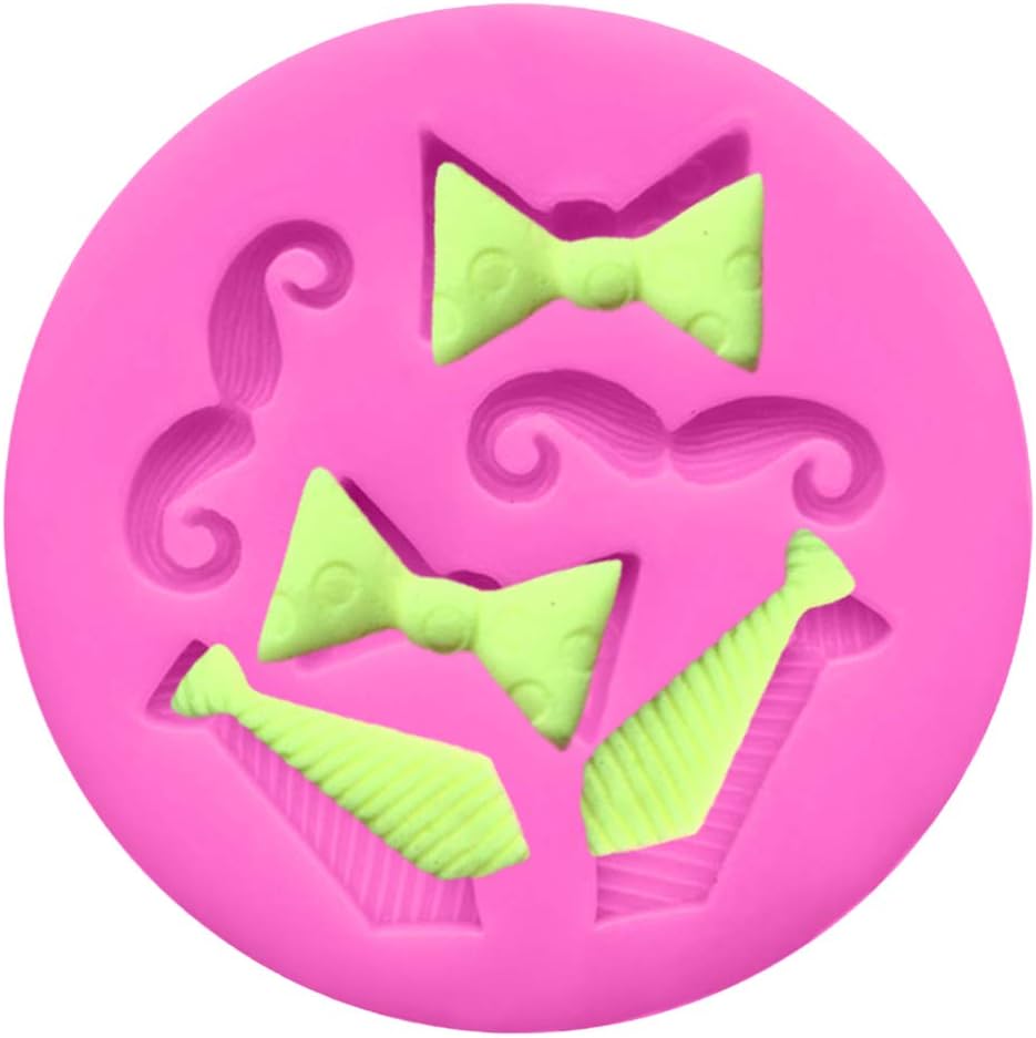 Luckycivia 4 PACK Bow Ties Beard Mini Silicone, Candy Chocolate Fondant Mold, Silicone Cake Mould