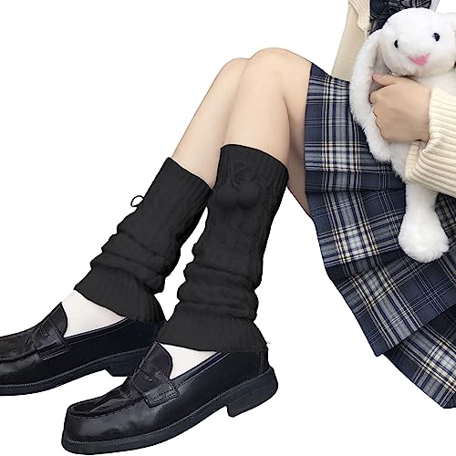 Image of DOOVID Leg Warmers for Women Kawaii Knit Long Socks Girls Harajuku Lolita Leg Warmers Goth Ankle Heap Socks