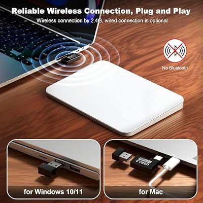 Wireless Trackpad for Mac & Windows with 2.4G USB, 7.5 Glass Surface Touchpad High Precision Multi-Gesture Control, Rechargeable & Portable Track Pad for Computer, MacBook, iMac, Laptop, PC