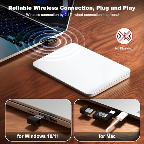 Polarmeta Wireless Trackpad for Mac & Windows with 2.4G USB, 7.5” Glass Surface Touchpad High Precision Multi-Gesture Control, Rechargeable & Portable Track Pad for Computer, MacBook, iMac, Laptop, PC