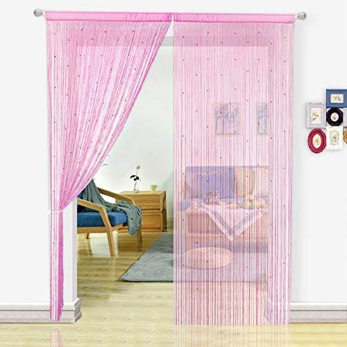 HSYLYM String Curtains Spaghetti Door Beads Light Weight Colourful Dense Bead Curtains for Living Room,Orange,90x200cm