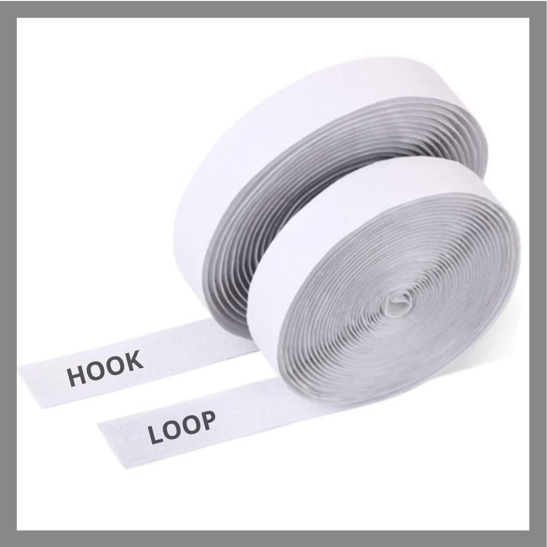 Armorx Self Adhesive Fastener Hook & Loop Multi-Functional Mounting Stick-On Tape - White - 25 feet