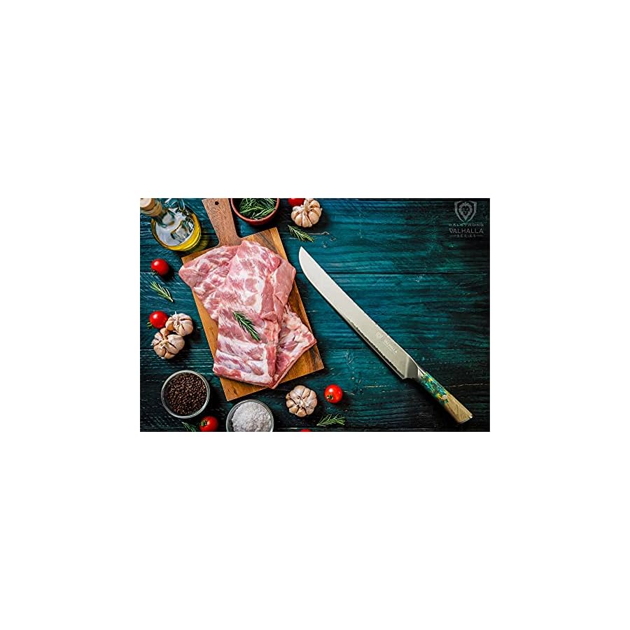 Dalstrong Slicing Knife - 12 inch Slicer - Valhalla Series - 9CR18MOV HC Steel - Celestial Resin & Wood Handle - Razor Sharp Kitchen Knife - Carving Knife - BBQ, Brisket Knife - w/Leather