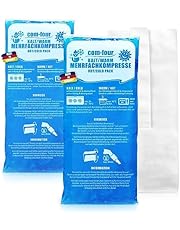 com-four® 2 Grandi compresse Multiple con Copertura in Pile Riutilizzabile di Alta qualità, compresse Fredde e Calde con Gel Cool Pack, Copertura Protettiva con Elastico - Made in Germany