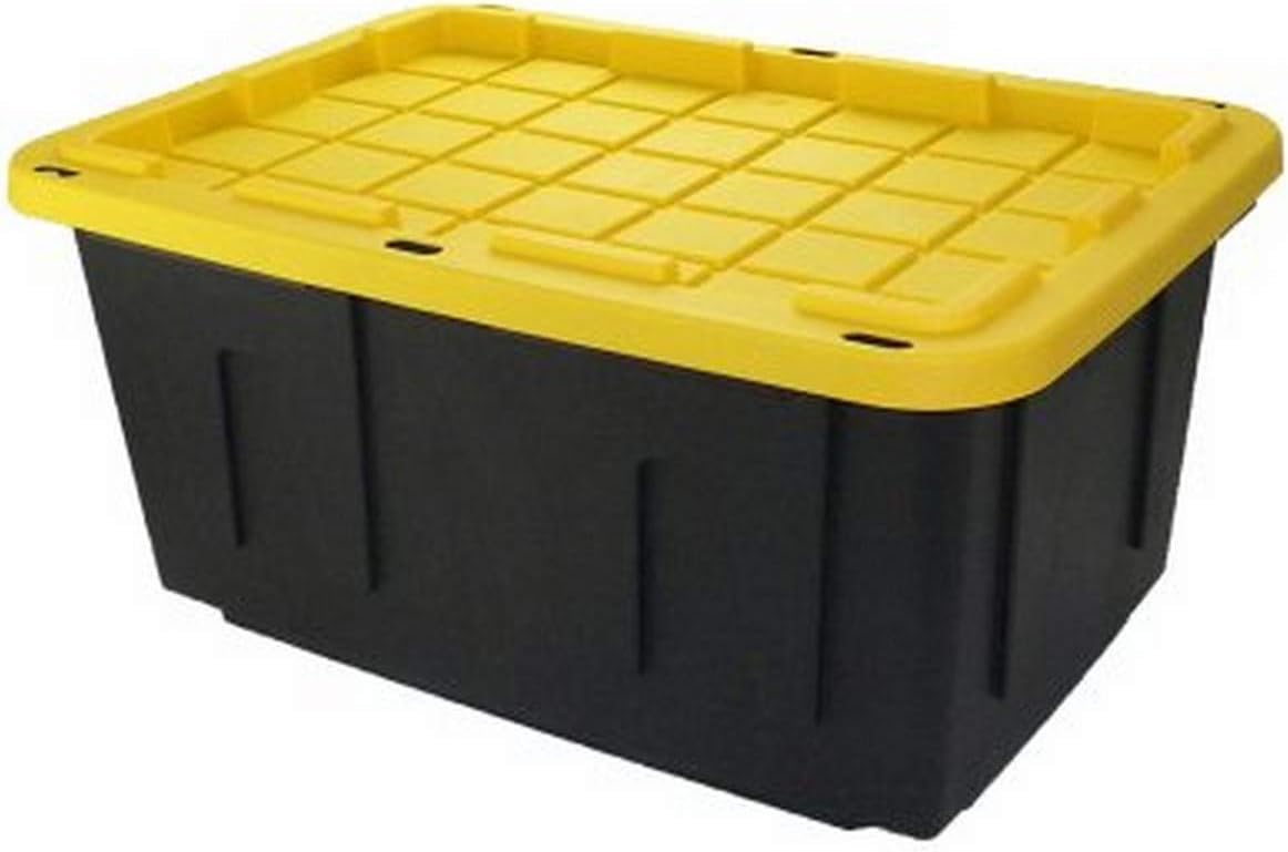 CREATIVE PLASTIC CONCEPTS, 27 Gallon Black & Yellow Tough Box with Lid, 27Gal Amazon.ca Home