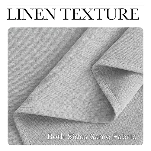 NICETOWN 100% Blackout Linen Curtains for Living Room 2 Panels, Greyish White, W52 x L90 per Panel, Noise Reducing Crisp Structured Faux Linen Curtains for Classroom, Home Office - Image 5