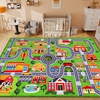 DINSUMRUG Kids Carpet Playmat Rug, Car Play Mat Carpet, Extra Non-Slip Traffic Road Rug for Kids, City Map Educational Car Mat for Playroom Boys Bedroom Classroom (150X100 CM, Classic)