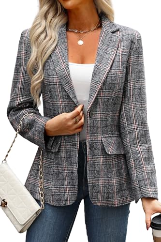 ELLEVEN Damen-Blazer, Reverskragen, Kariert, 2 Knöpfe,...