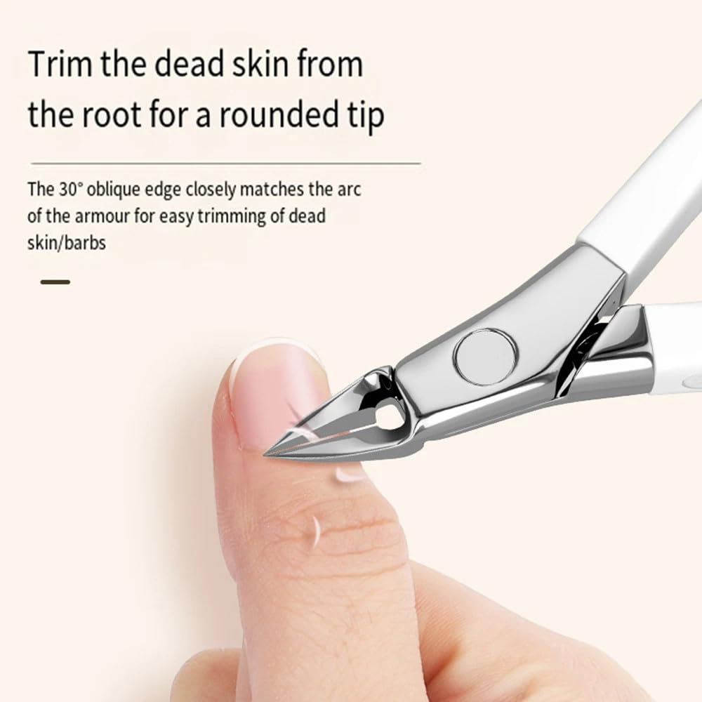 Tijeras para cutículas de acero inoxidable con punta curva, cortaúñas, quitauñas, herramientas profesionales para manicura, tijeras para uñas, color blanco