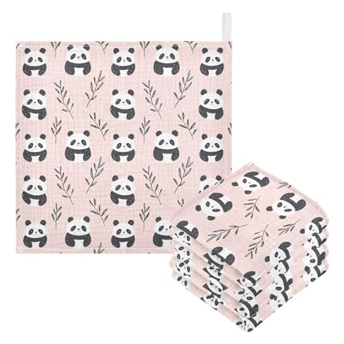 vvfelixl Baby Muslin Washcloths Cute Simple Panda Stick Figure Baby Burp Cloths Cotton Babys Face Towel for Newborn Infants Boys Girls Soft and Absorbent 11.8 X 11.8 in, 3 Pack3