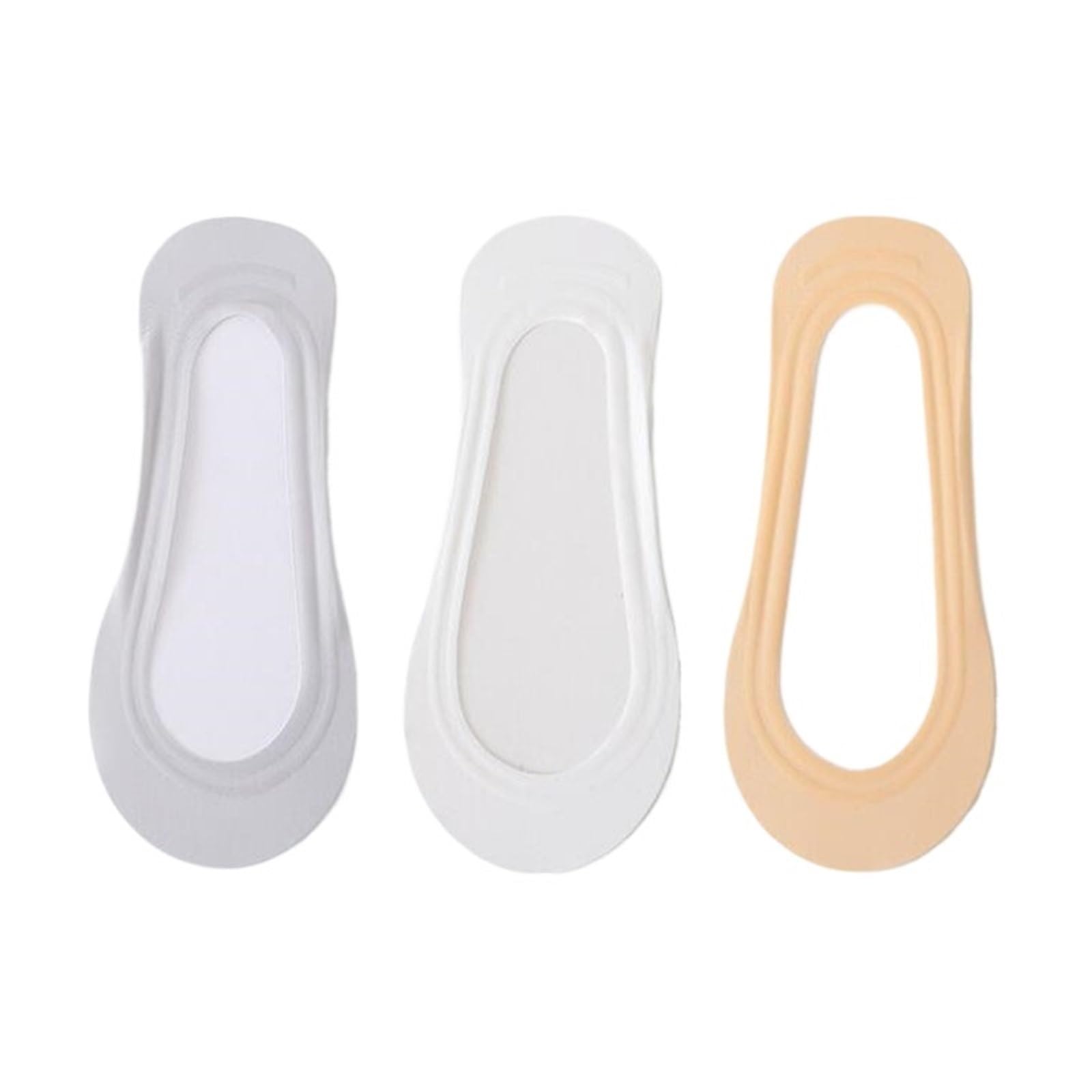 Fantasmini Donna 3 paia di calzini invisibili in seta da barca for donna, estivi, sottili, antiscivolo, ultrasottili(Gray White Khaki)